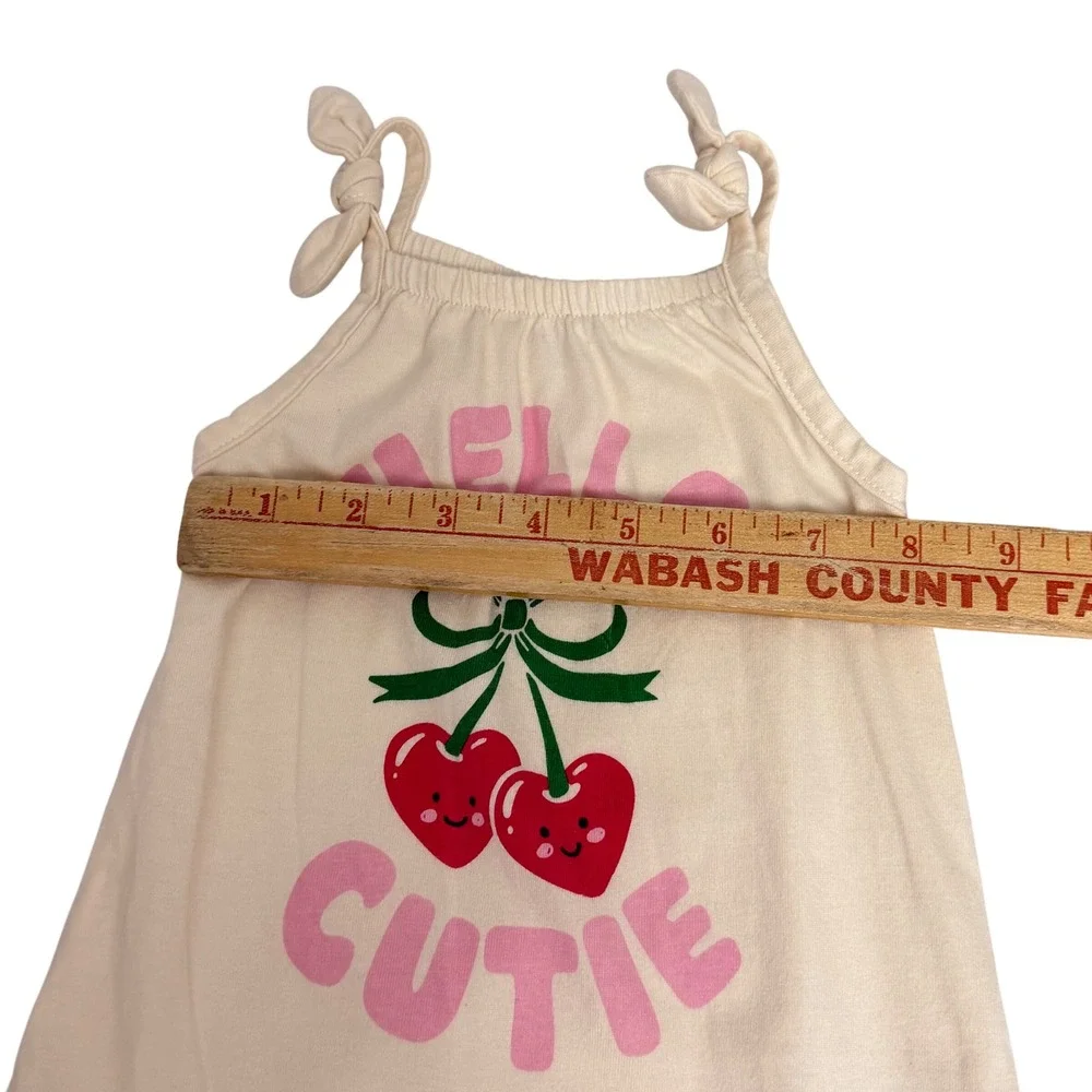 Old Navy Baby Girl Romper Lot 2pc 6-12M Leopard Cherry‎ Graphic Cream Sleeveless
